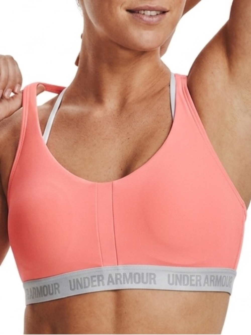 Under Armour Women’s Strappy Back Sports Bra Coral Pink Medium